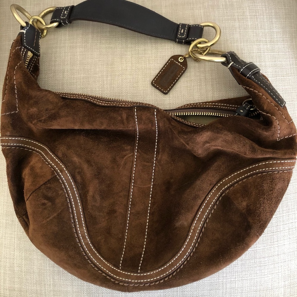 Coach Brown Suede Hobo Bag